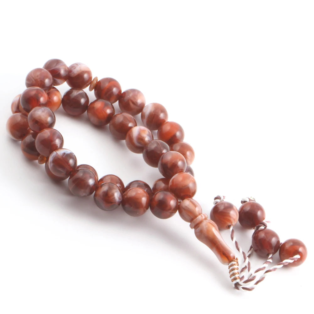 12mm Natural Red & Green Stone Islamic Prayer Beads